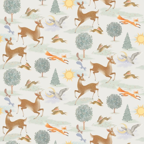 Watercolor Forest Animals Soft White Small