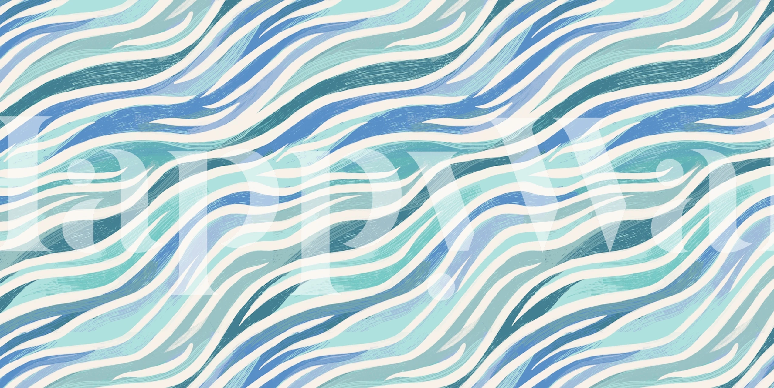 Coastal Drift Soft Ocean Wave Stripes wallpaper in room