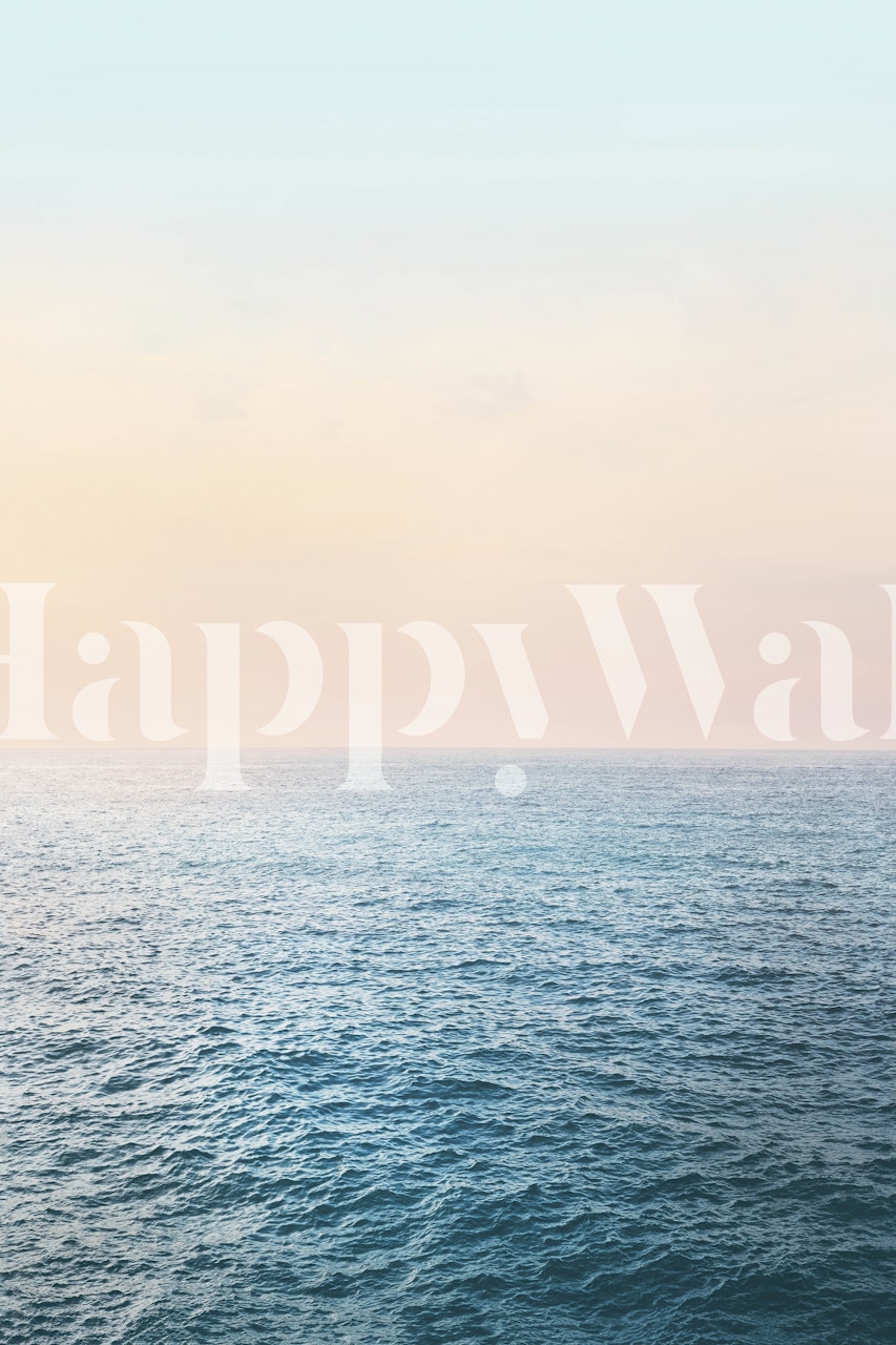 Serene ocean at dusk wall mural with subtle color gradation from blush to blue