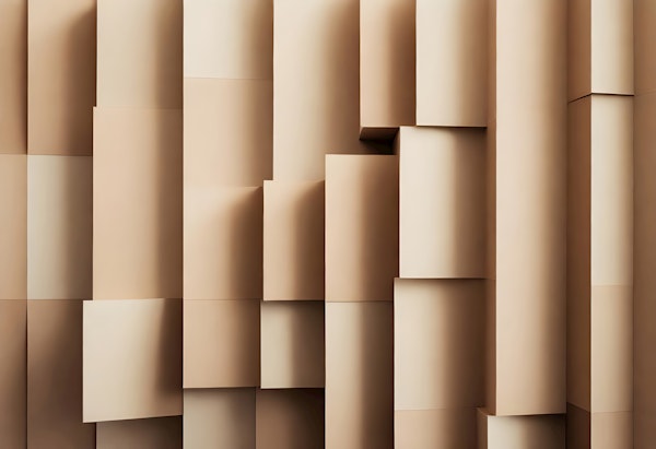 Beige 3D Geometric Block Mural