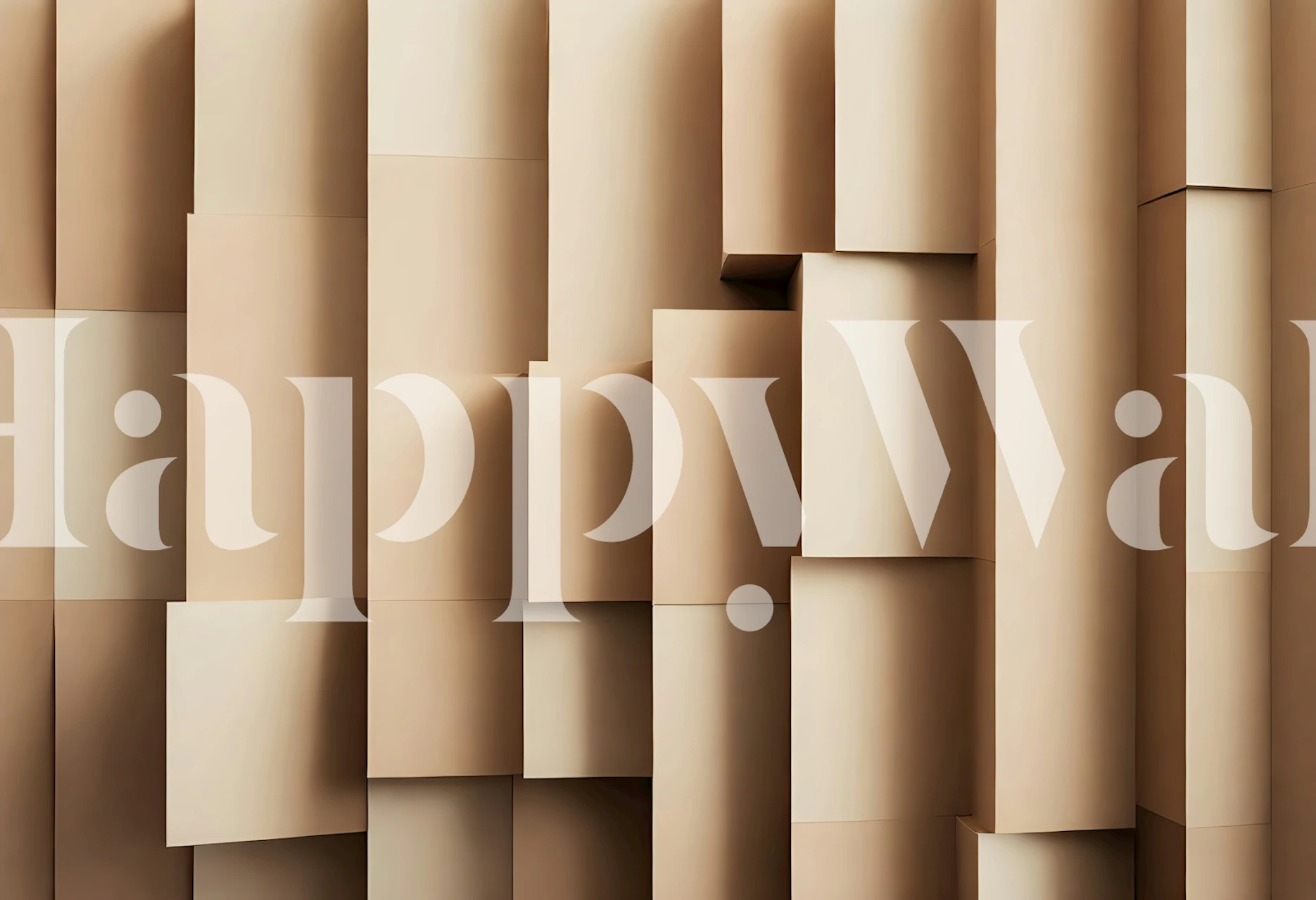 Beige 3D Geometric Block Mural papel pintado