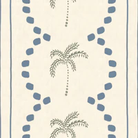 Tropical Palm Deco Stripes Slate Blue wallpaper
