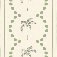 Tropical Palm Deco Stripes Costal Green wallpaper