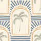 Tropical Palm Art Deco Archways Sand & Blue