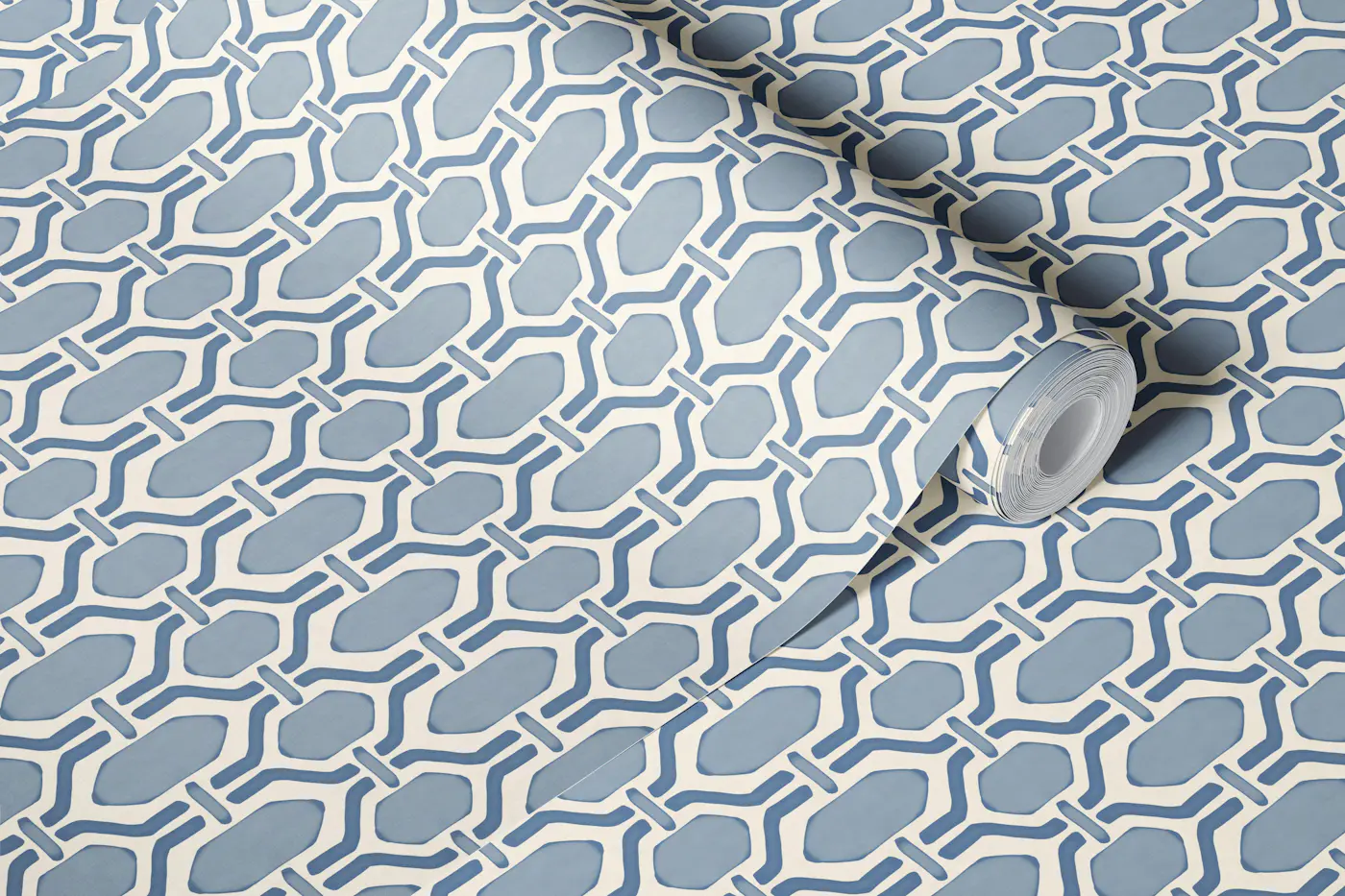 Art Deco Trellis Slate Blue wallpaper roll