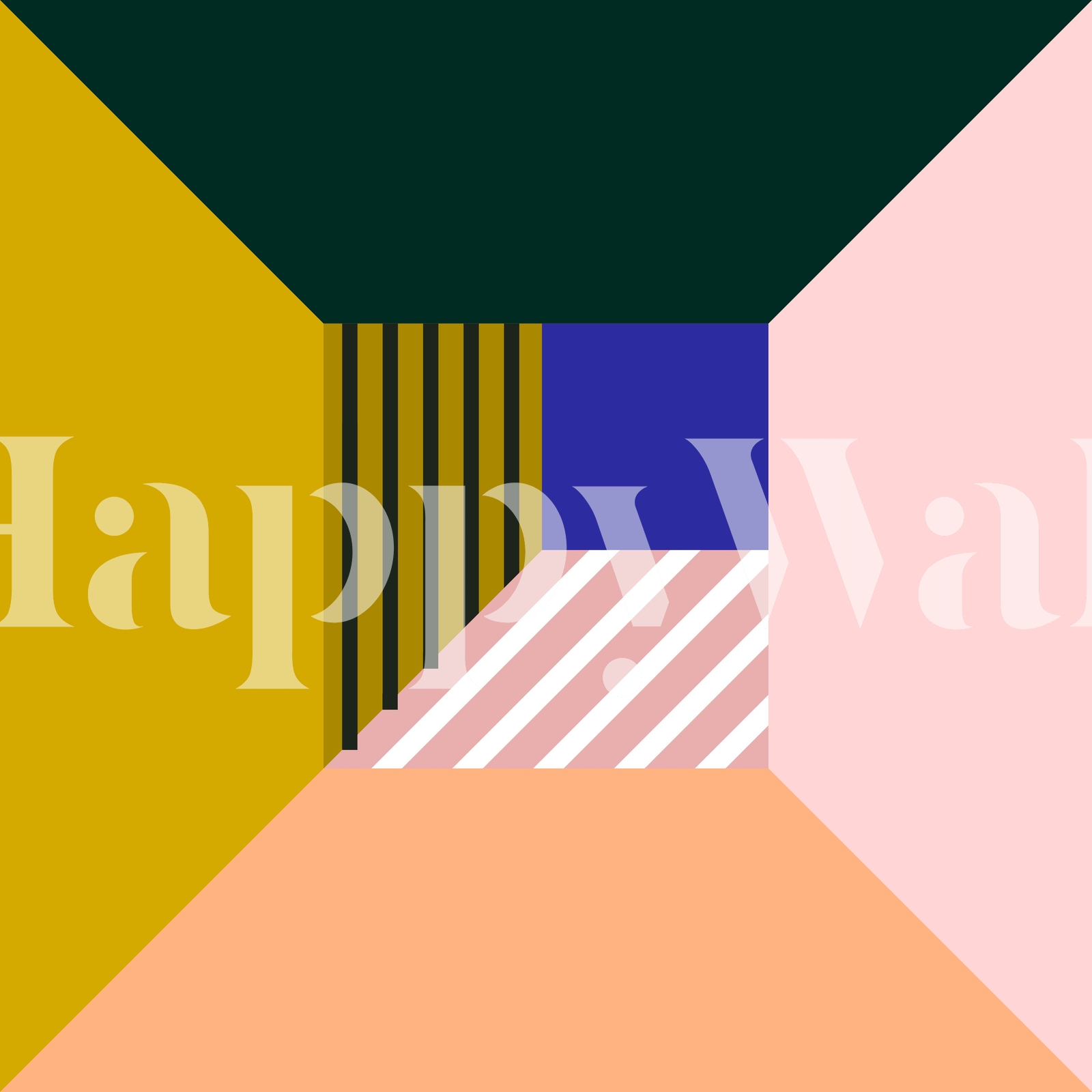 Abstract Room with Lines Wallpaper Happywall
