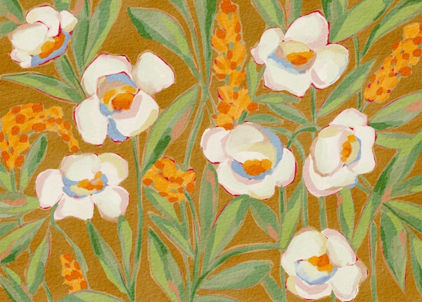 White Peony on Ochre