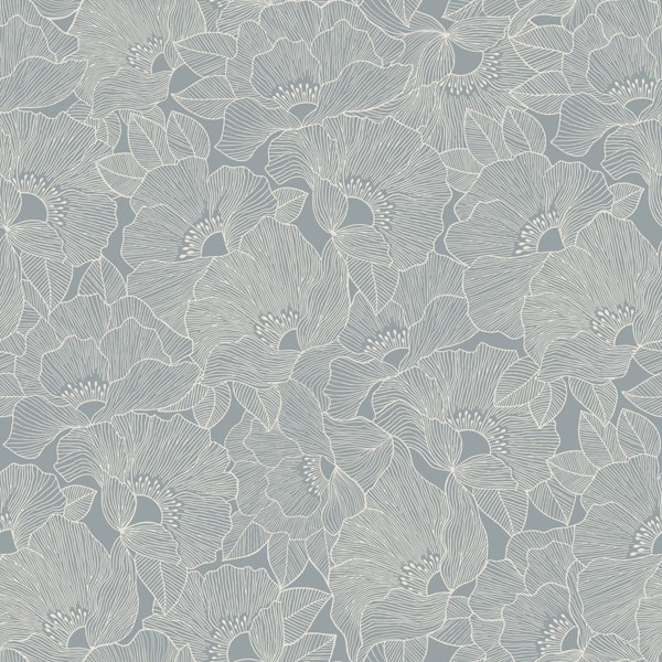 Botanical Bloom Outline Gray