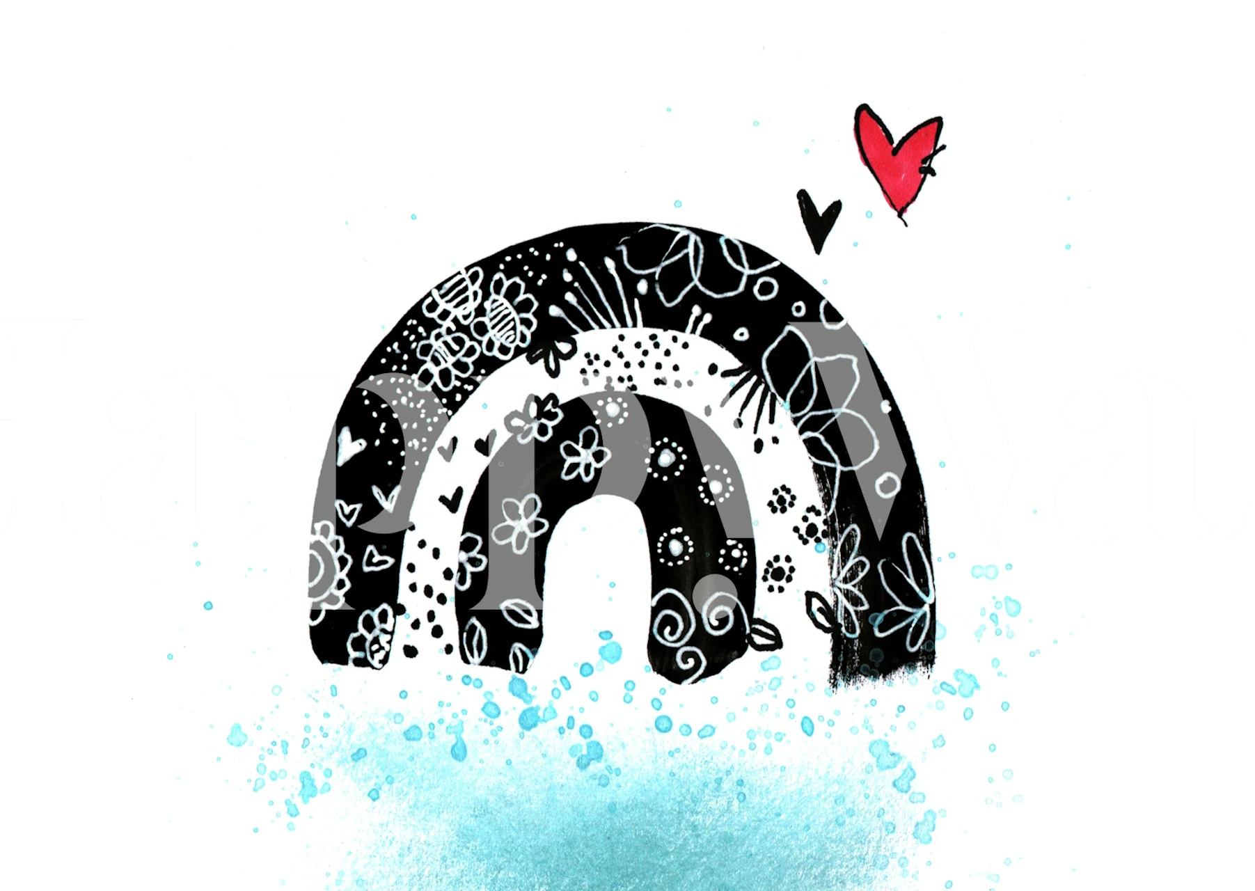 Hand drawn rainbow nursery wallpaper design