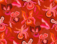 Orchids fantasy hot pink deep red behang