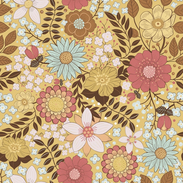 Retro flowers -Yellow