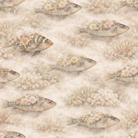 Flowerful Fishes - Cream Version wallpaper