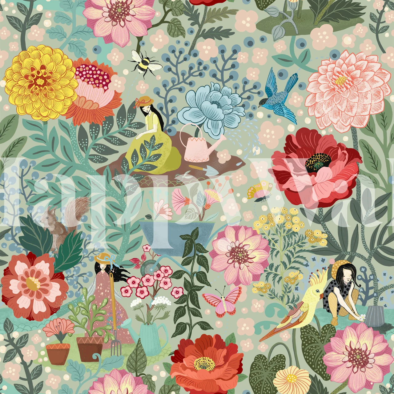 Hagetapet i et fargerikt design