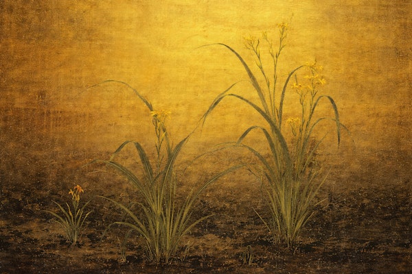 Golden Minimal Botanical Scene