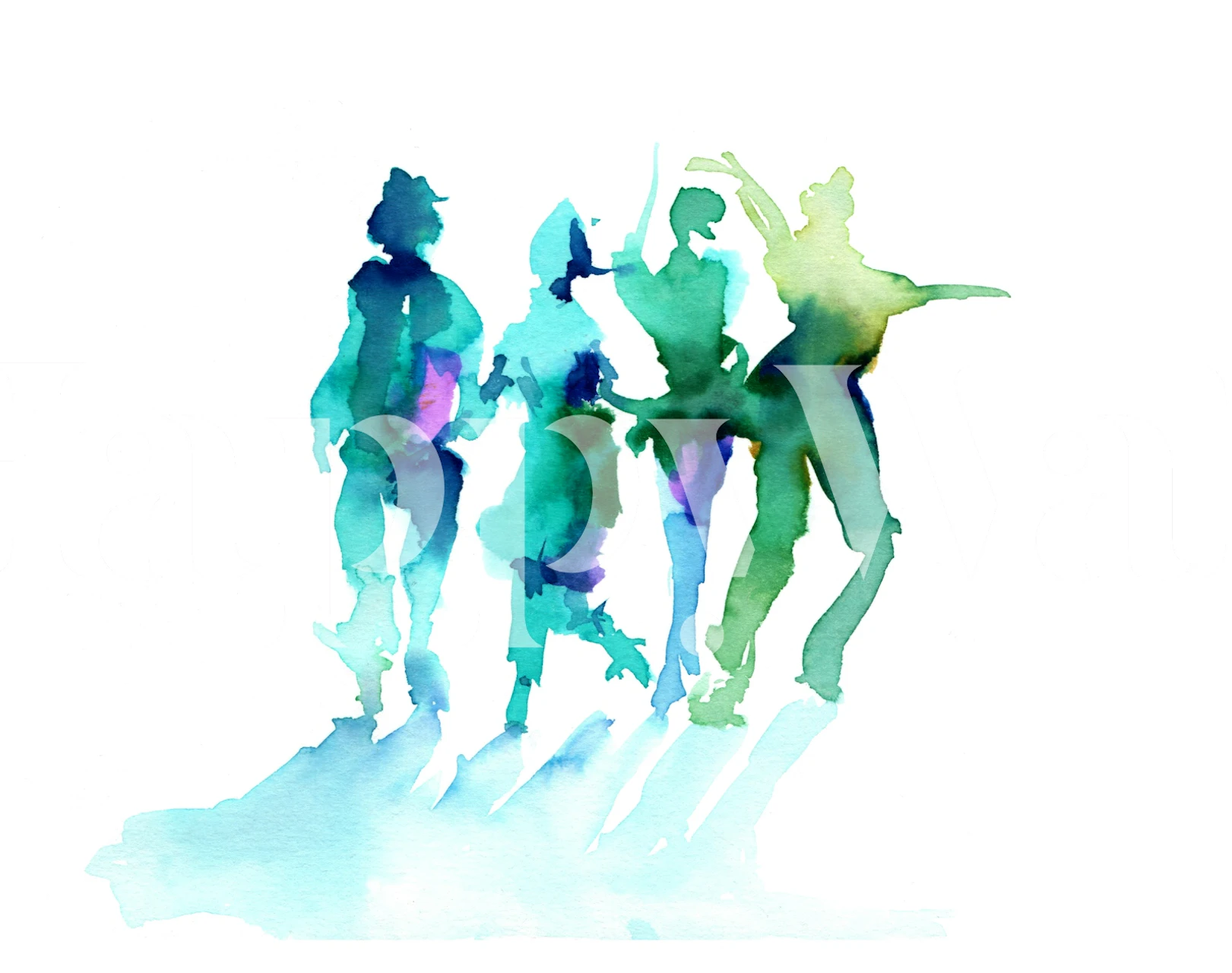 Abstracte aquarel feestmenigte behang