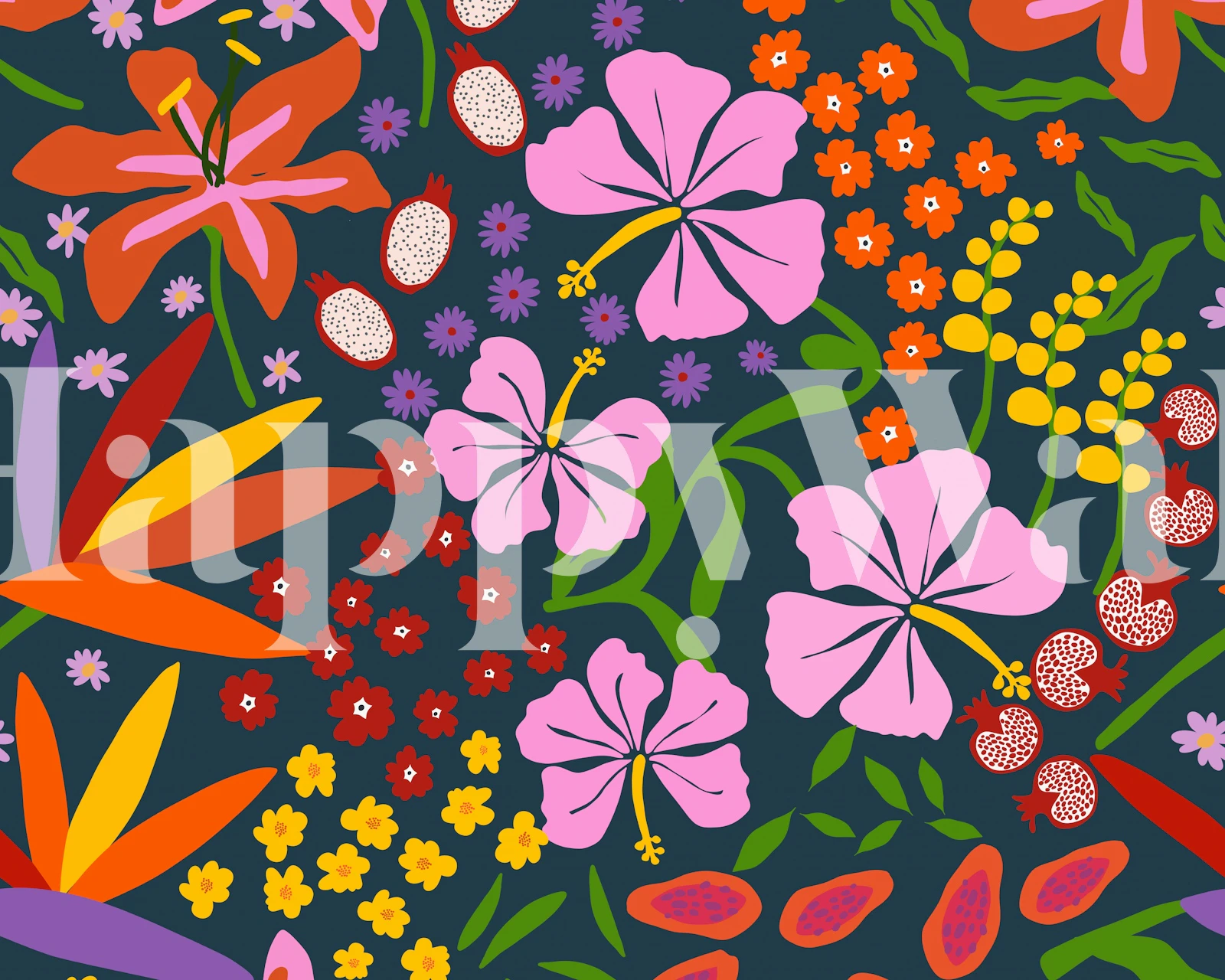 Vibrant Maximalist Bloom Blue wallpaper