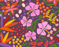 Vibrant Maximalist Bloom Purple tapet