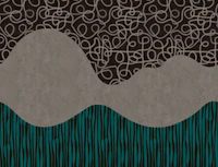 Retro Organic Waves in Teal Brown wallpaper