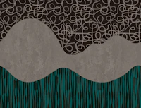Retro Organic Waves in Teal Brown tapeta