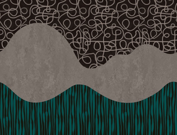 Retro Organic Waves in Teal Brown