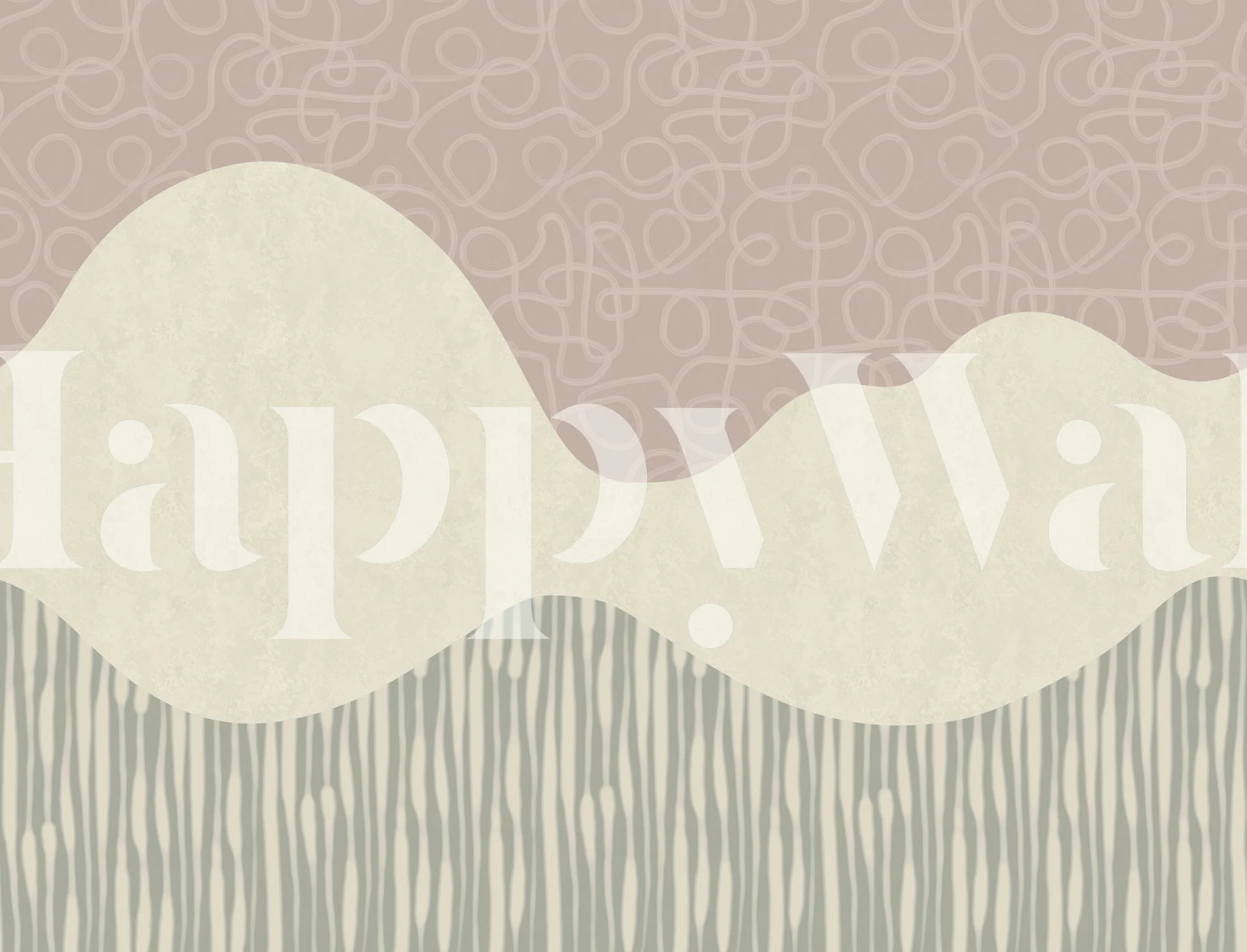 Retro Organic Waves in Blush Mint tapet