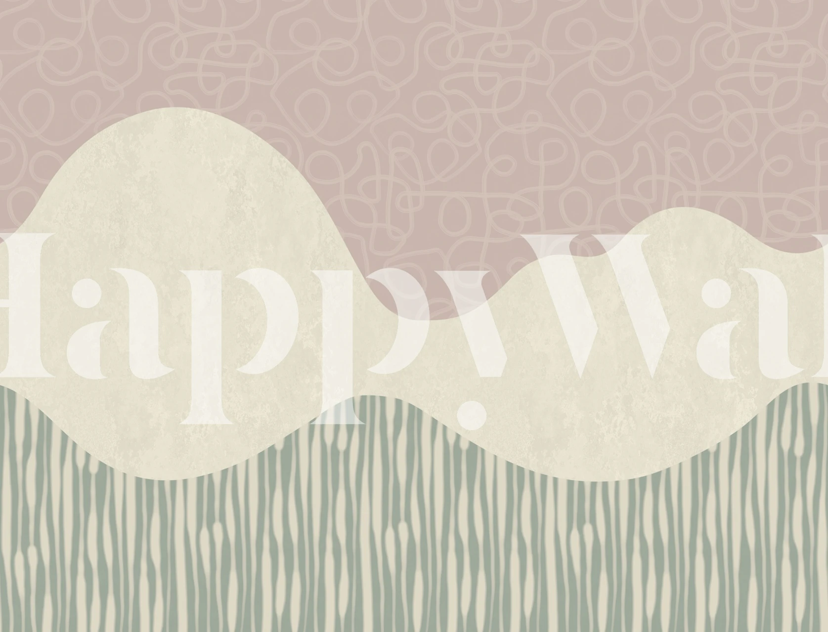Retro Organic Waves in Blush Mint wallpaper