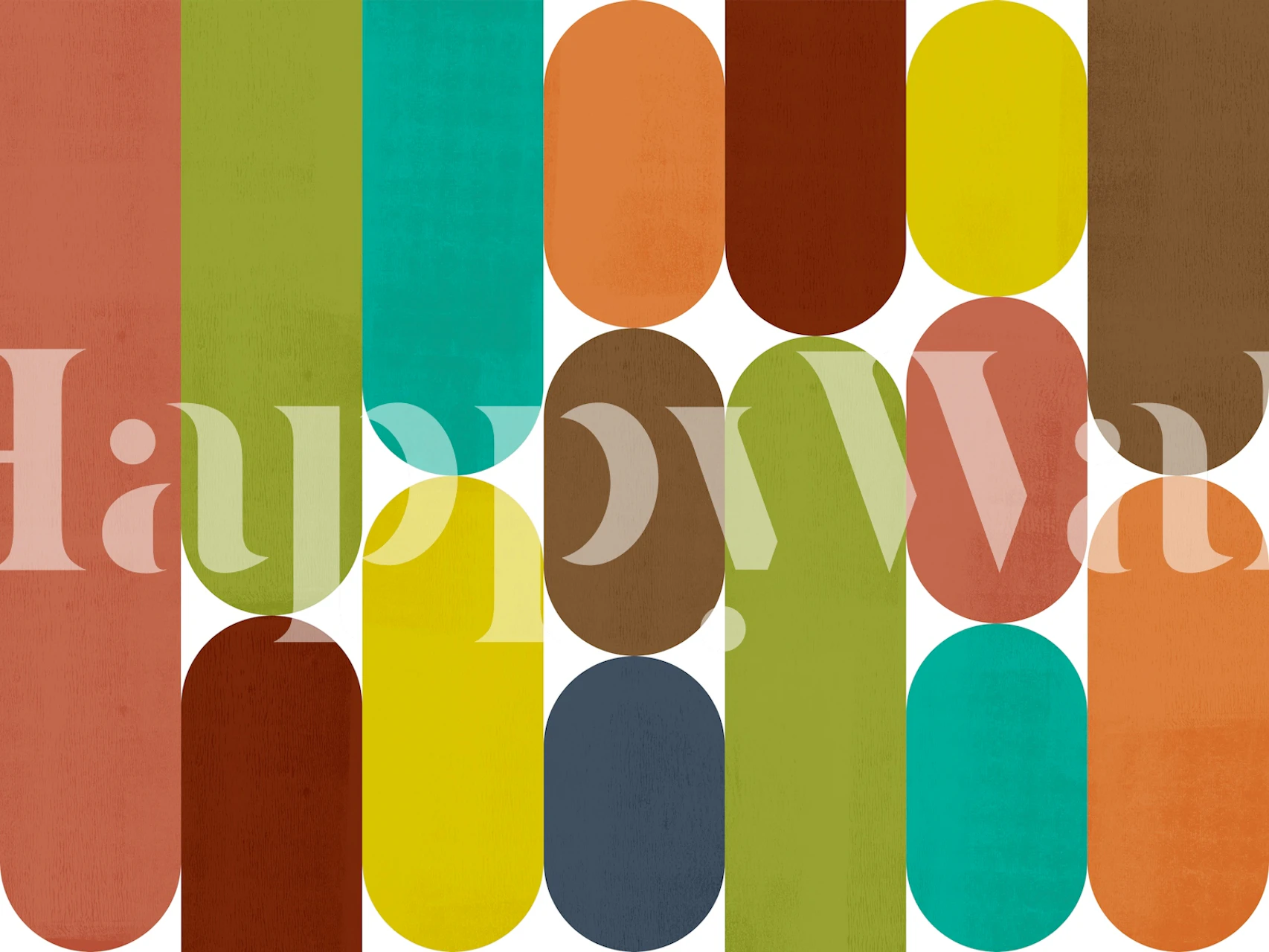 Mid Century Bauhaus colored wallpaper in a room