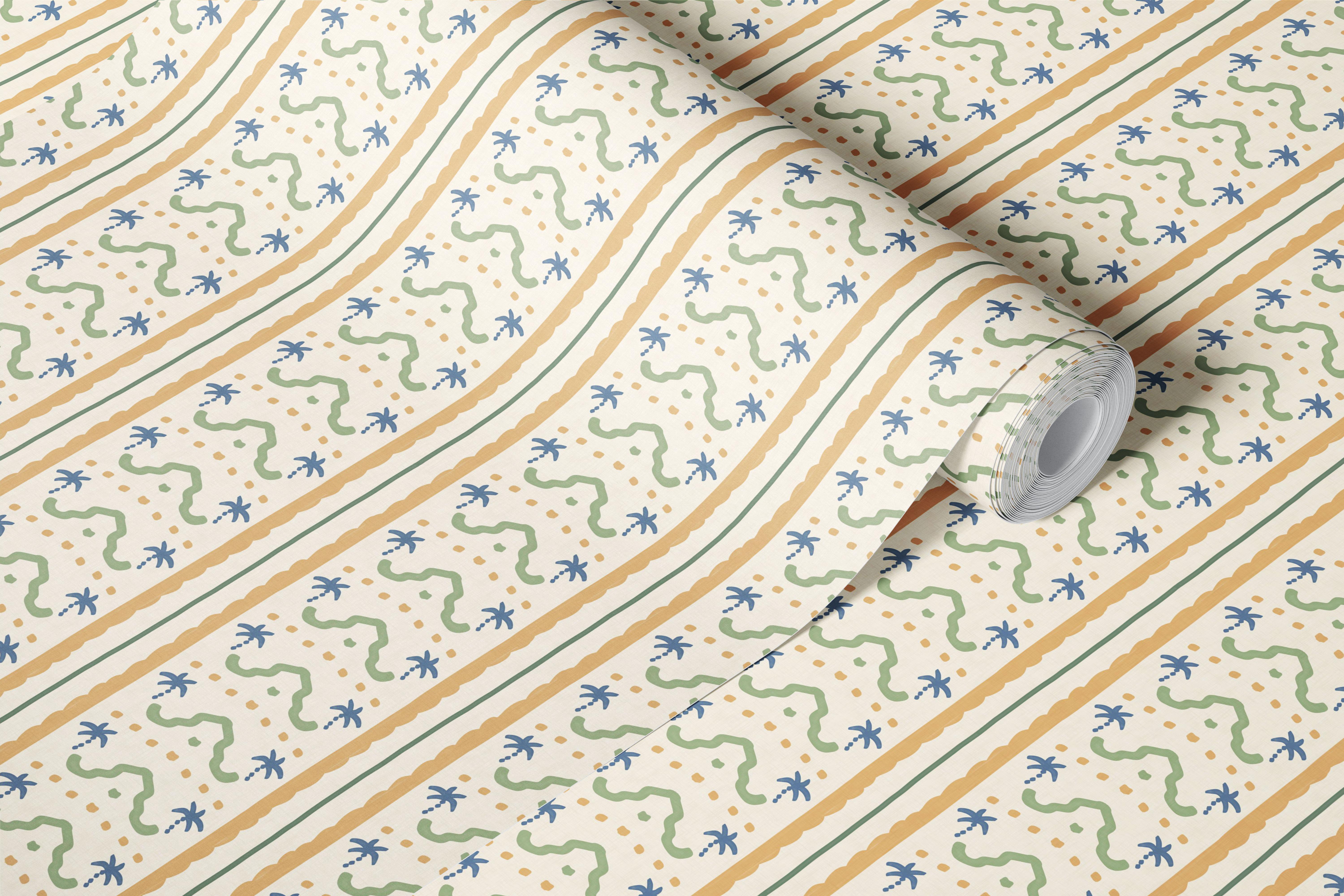 Marrakesh Striped Ornament wallpaper in a room