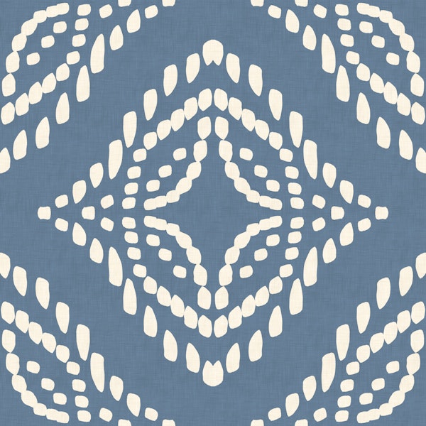 Block Print Ornament Slate Blue Canvas