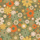 Retro Floral 70s Pattern in Mossy Olive Sage