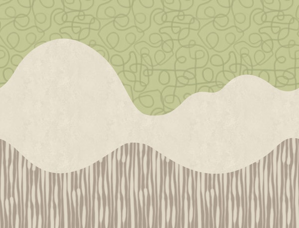 Retro Organic Waves in Green Beige