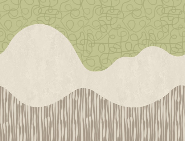 Retro Organic Waves in Green Beige