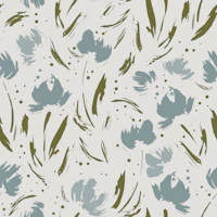 Sage and Dusty Blue Brush Florals behang