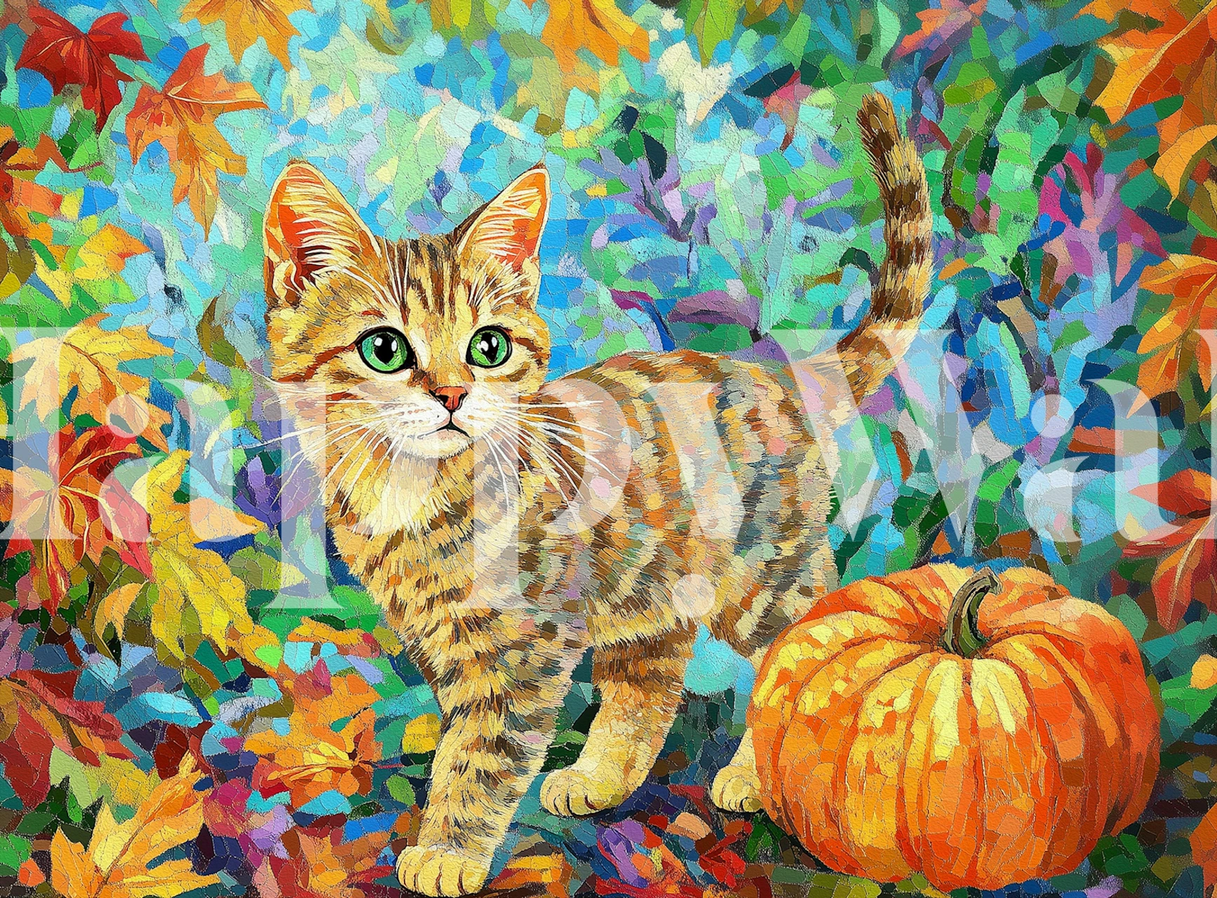 Autumn Kitten and Pumpkin tapete