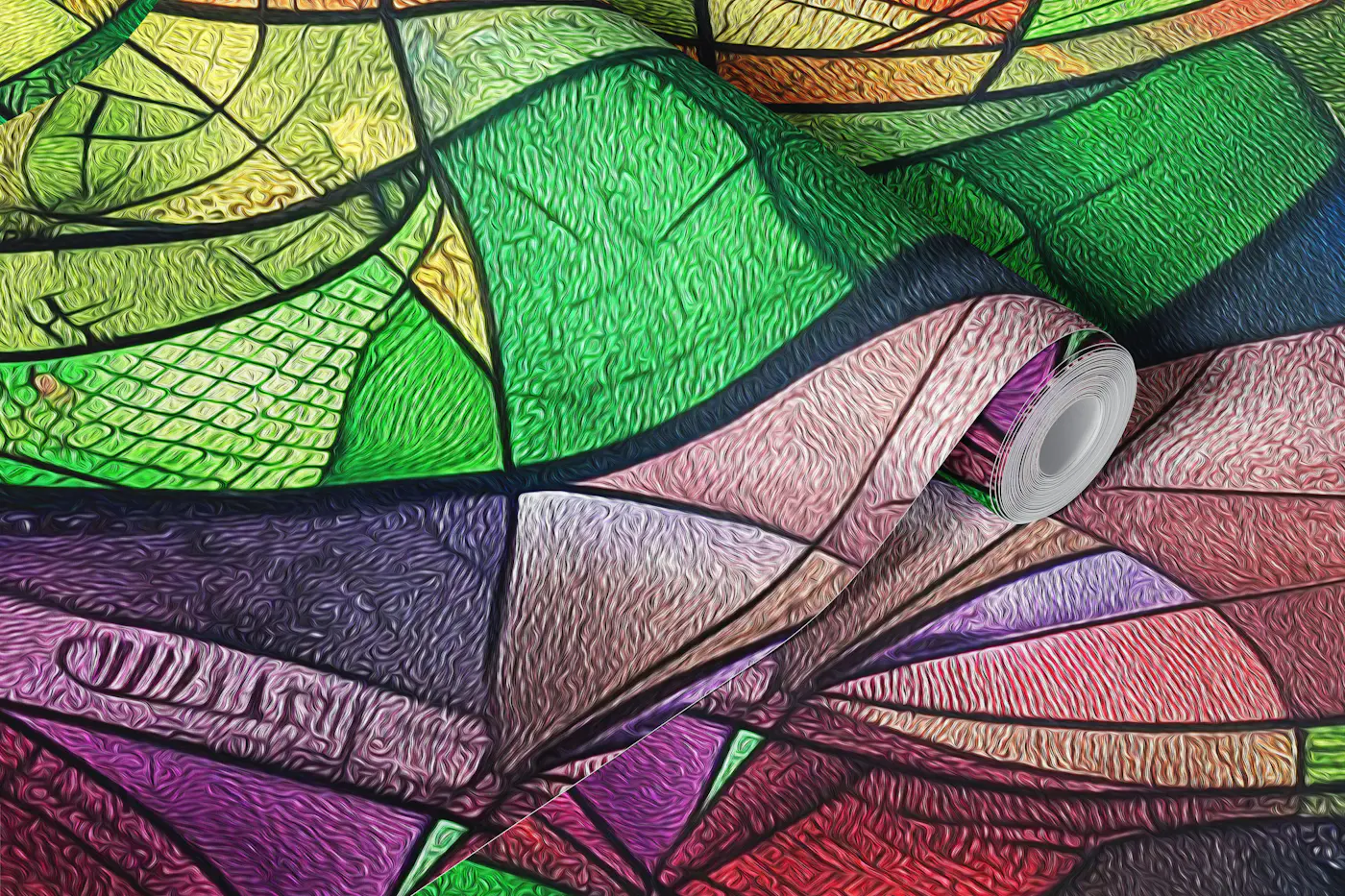 Colorful Abstract Tangled Curves wallpaper roll