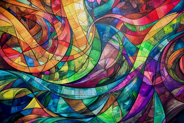 Colorful Abstract Tangled Curves