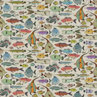 Hand Drawn Whimsical Fish Doodles Cream Small wallpaper