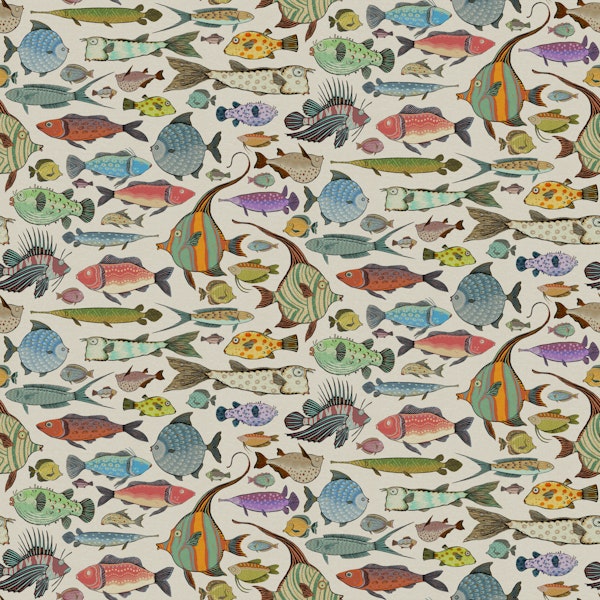 Hand Drawn Whimsical Fish Doodles Cream