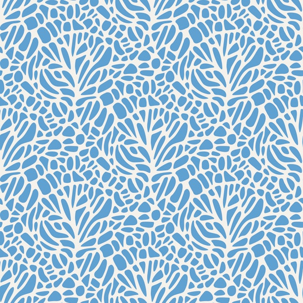 Coastal Coral Texture Blue White