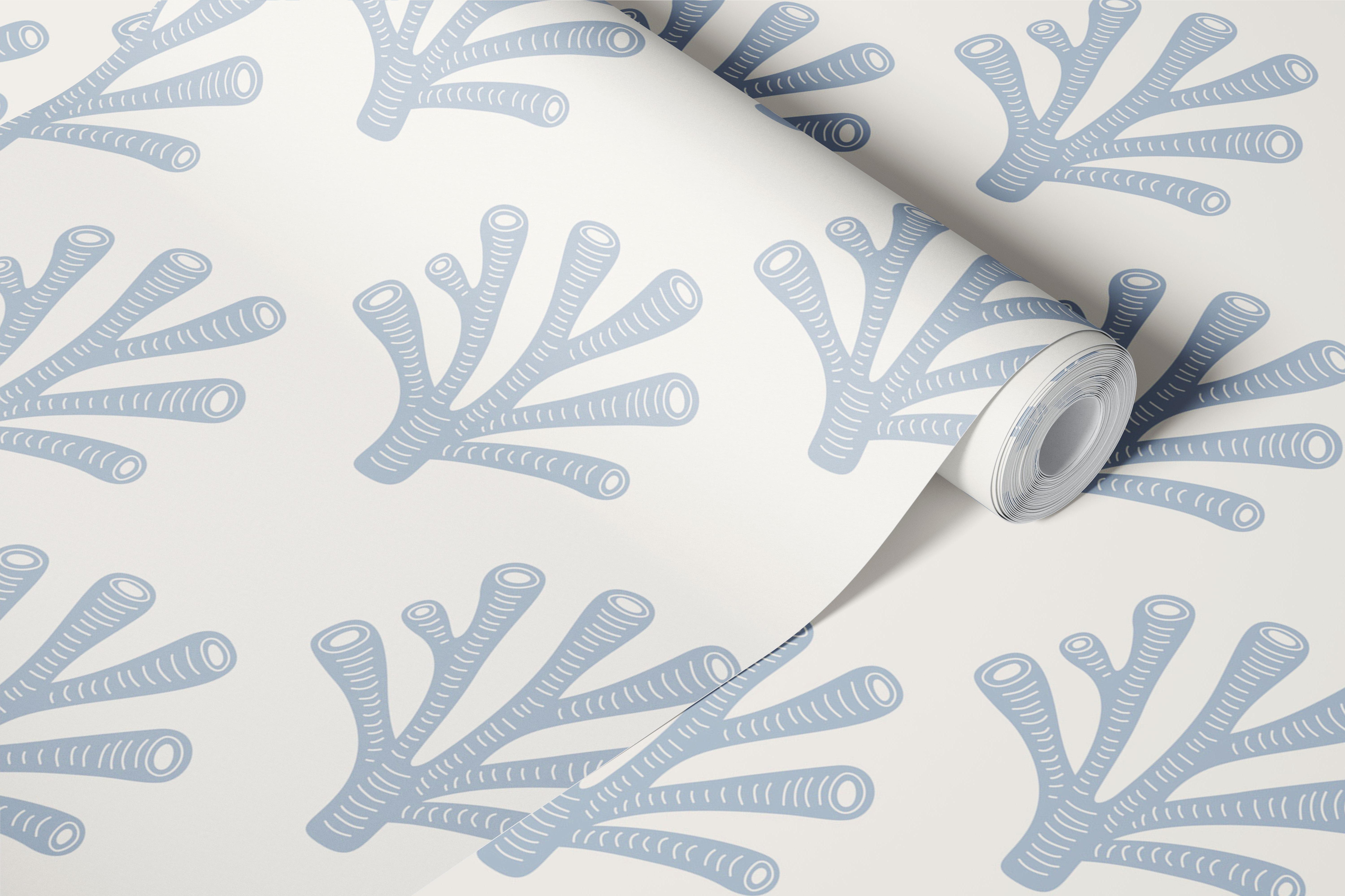 Scandi Coastal Coral Grey wallpaper in a room