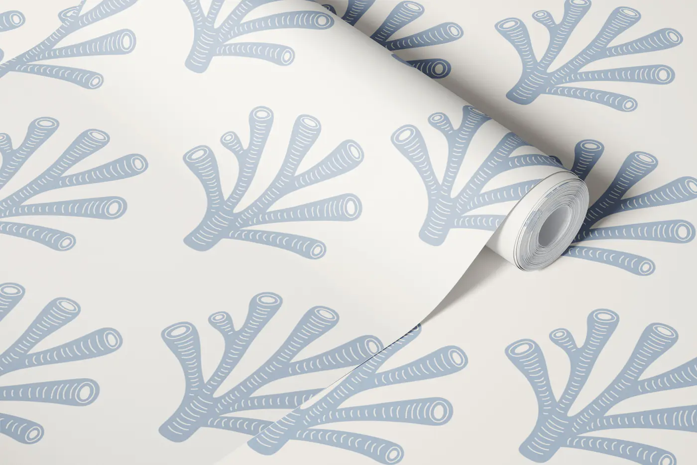 Scandi Coastal Coral Grey wallpaper roll
