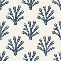 Scandi Coastal Coral Dark Navy wallpaper