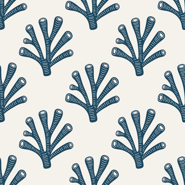 Scandi Coastal Coral Dark Navy