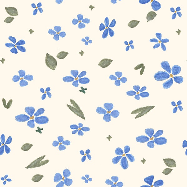 Hand Painted Blue Flowers