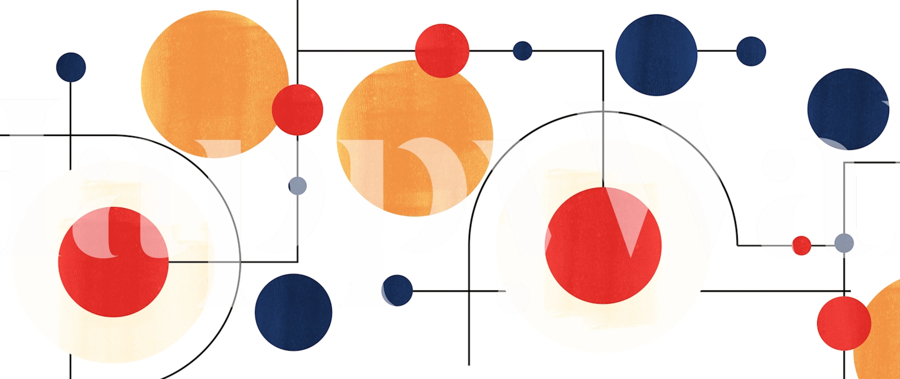 Abstract Orbit Circles and Lines wallpaper in a room