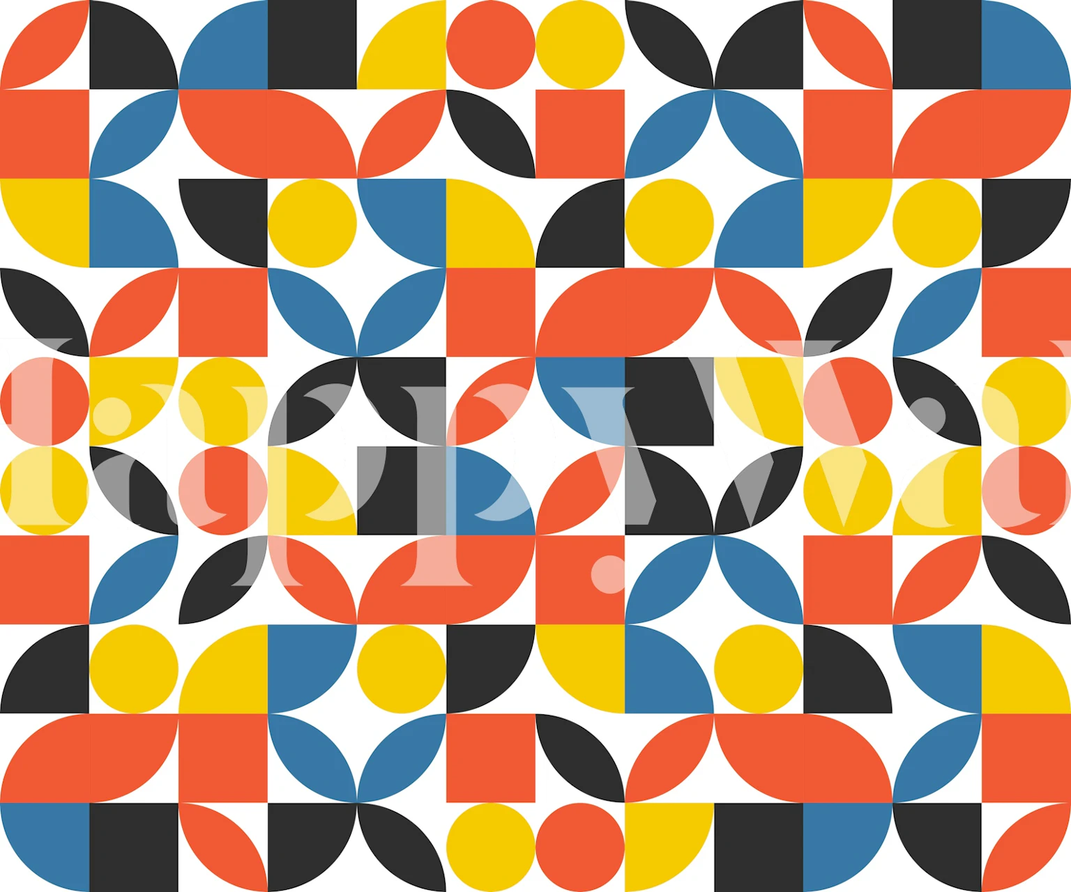 Colorful geometric mosaic wallpaper in room