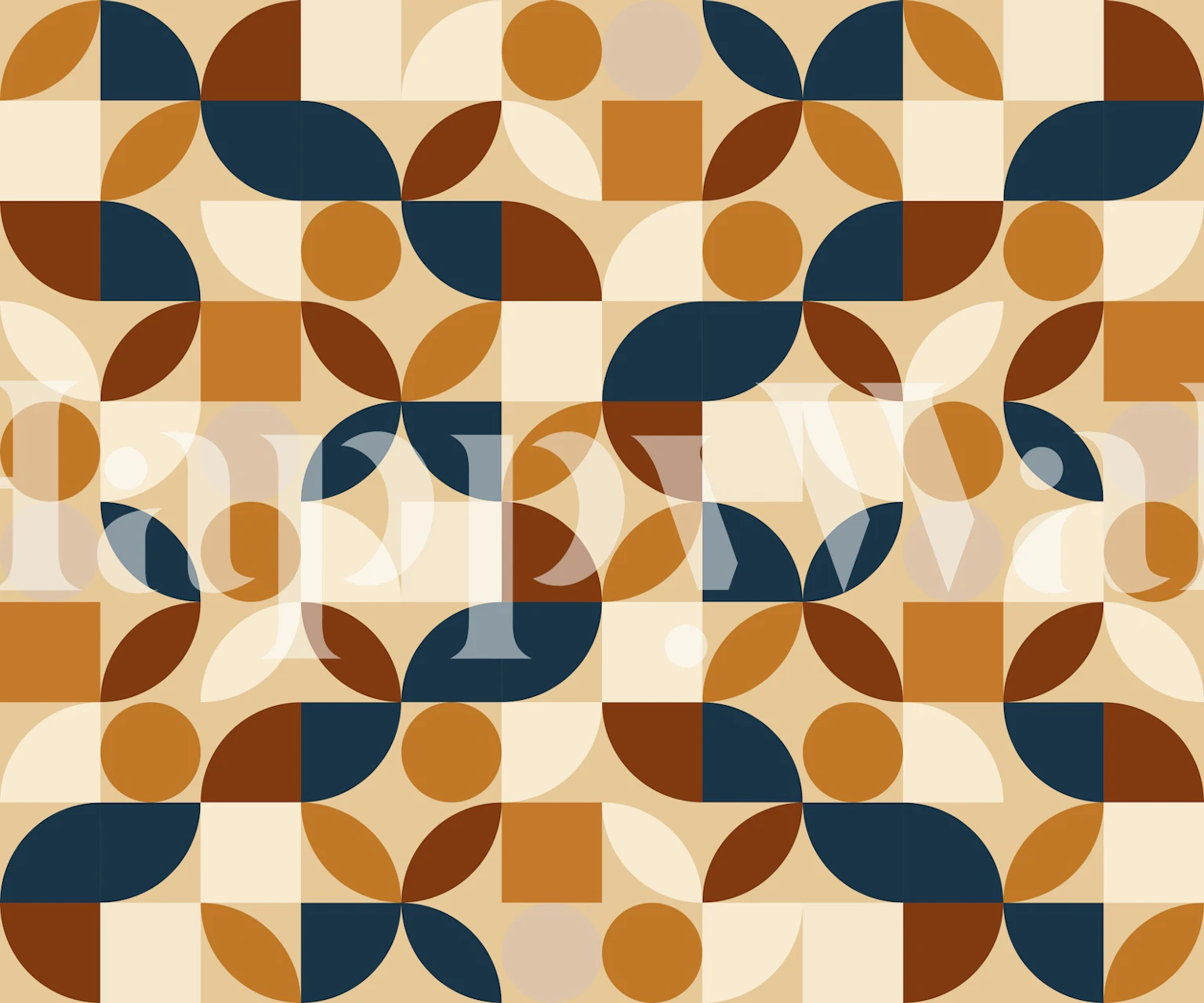 Mid century geometric tiles wallpaper in a room