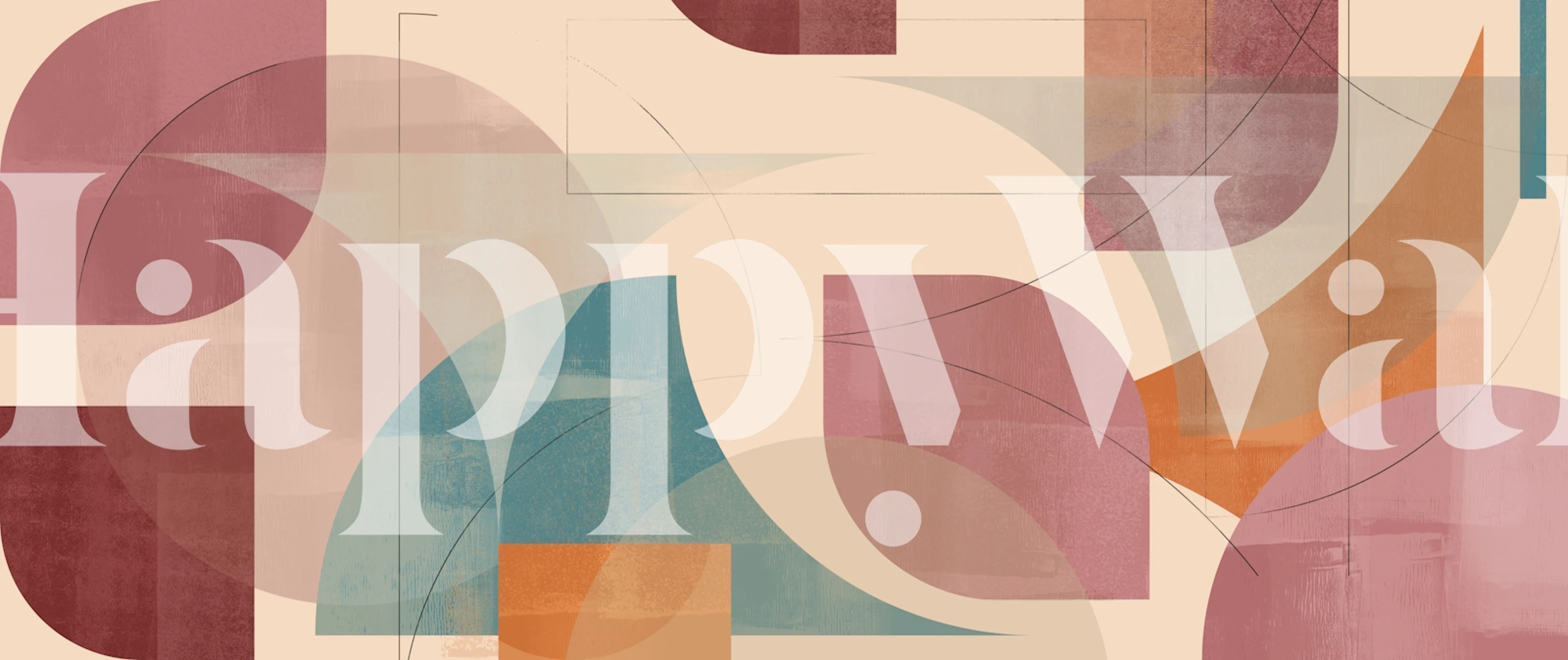 Abstract Arches and Blocks wallpaper in a room