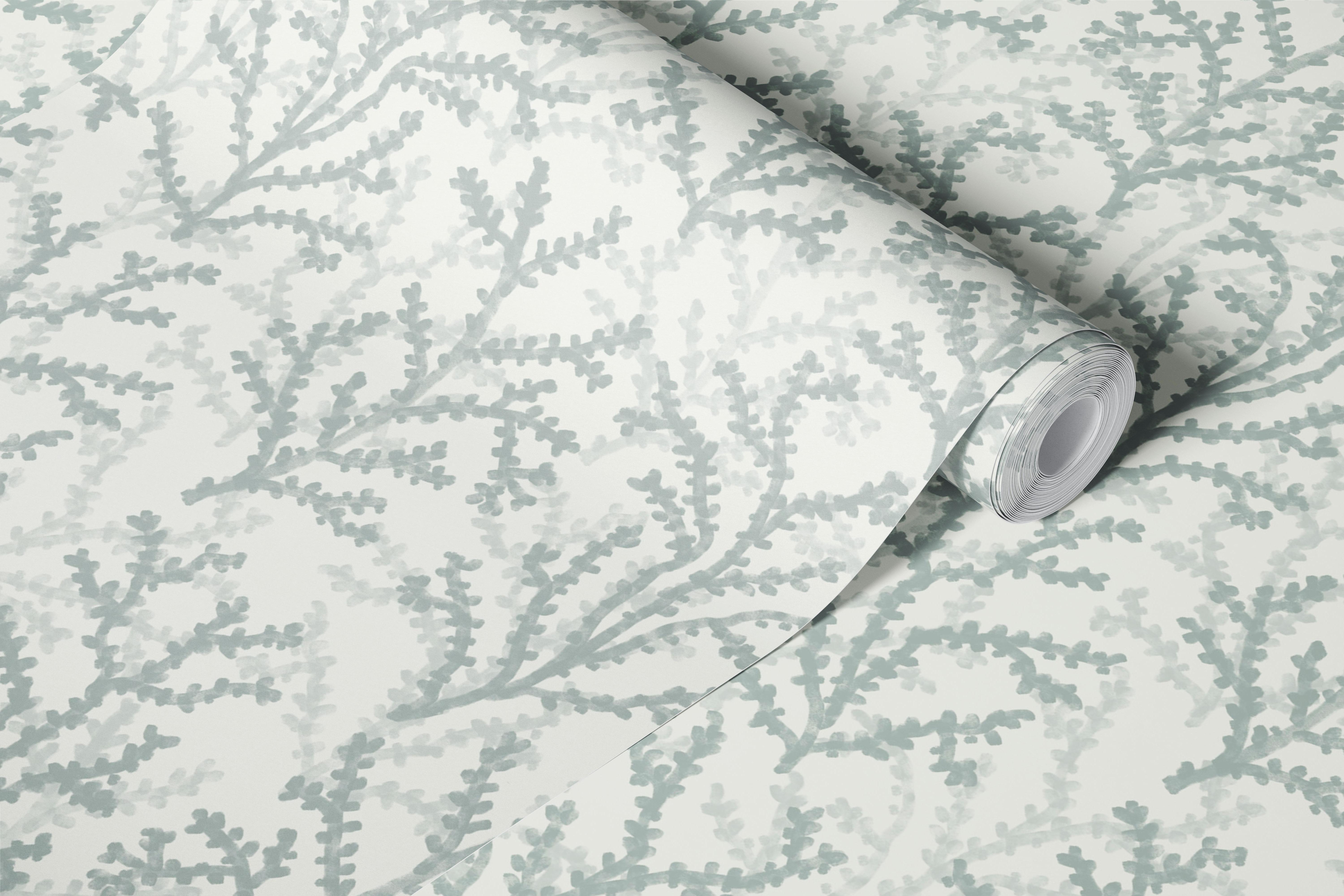Painted Coraline Greenish Grey wallpaper in a room