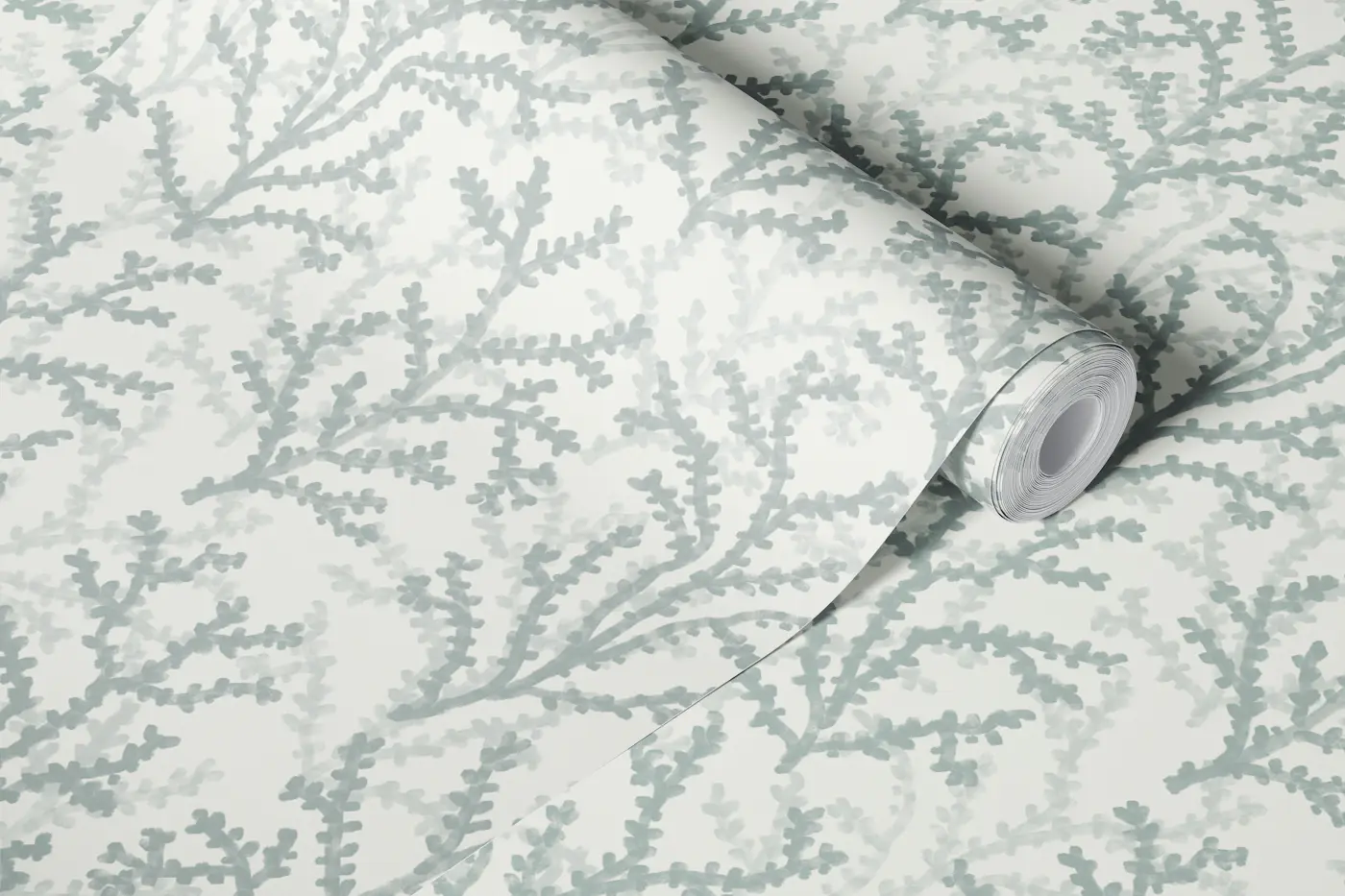 Painted Coraline Greenish Grey wallpaper roll